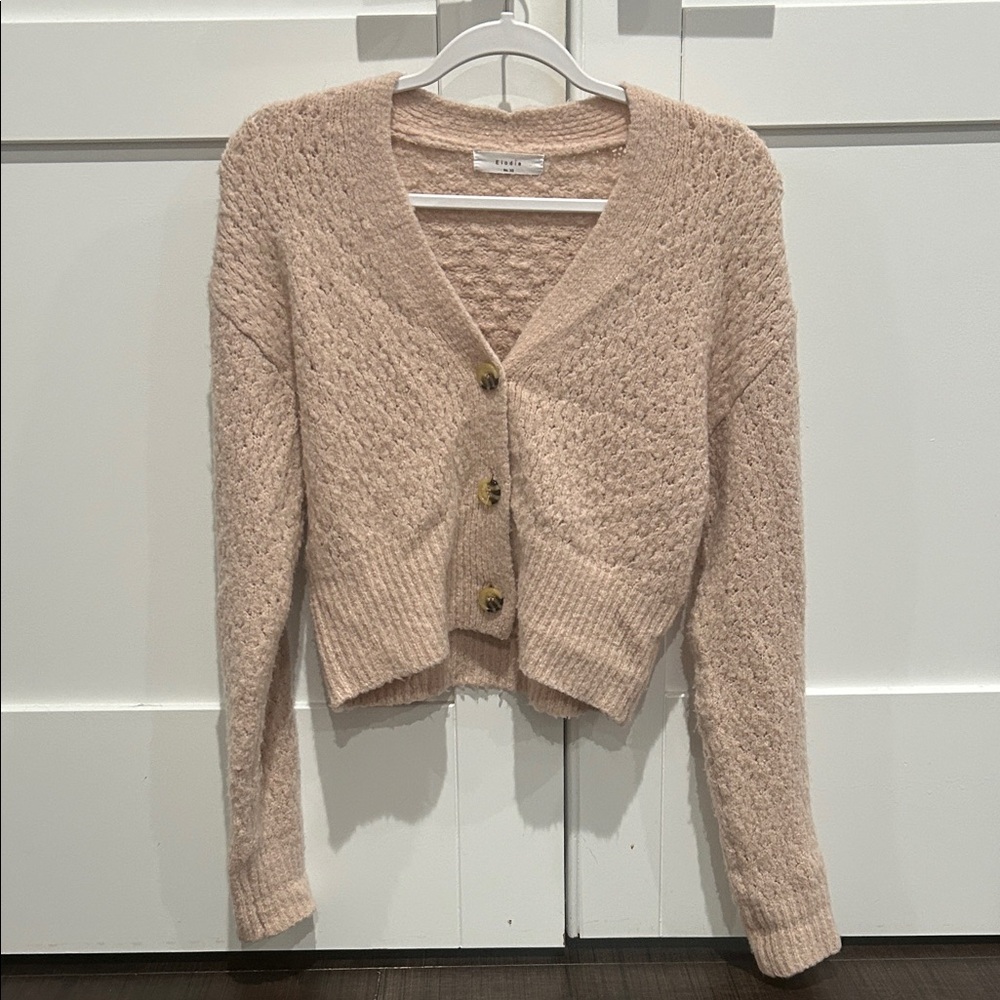 elodie Womens Pointelle Crop Cardigan